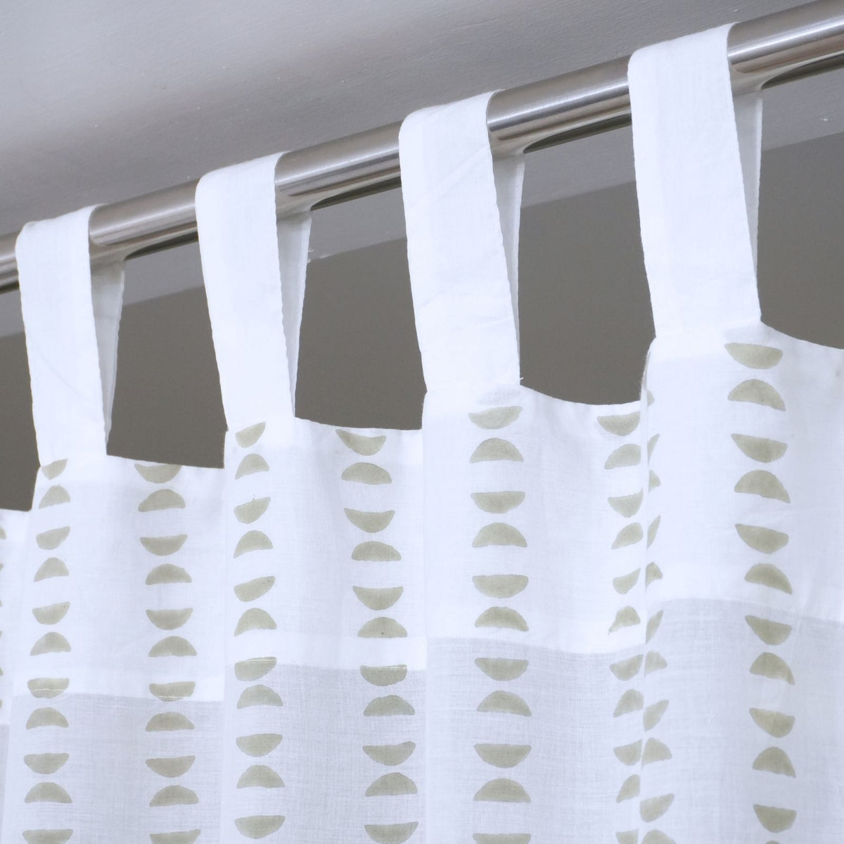 Block Printed Mustard Floral Cotton Window Curtain - Rudra