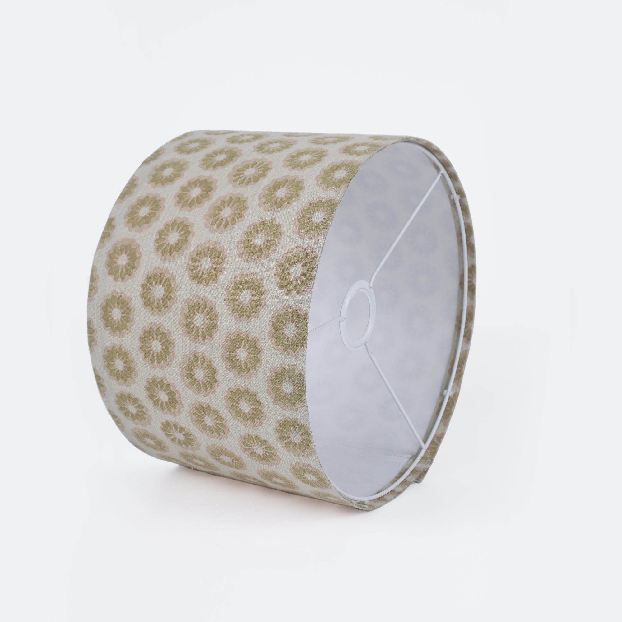 Block Print Linen Blend Dusty Pink Floral Lampshade - Bulbul