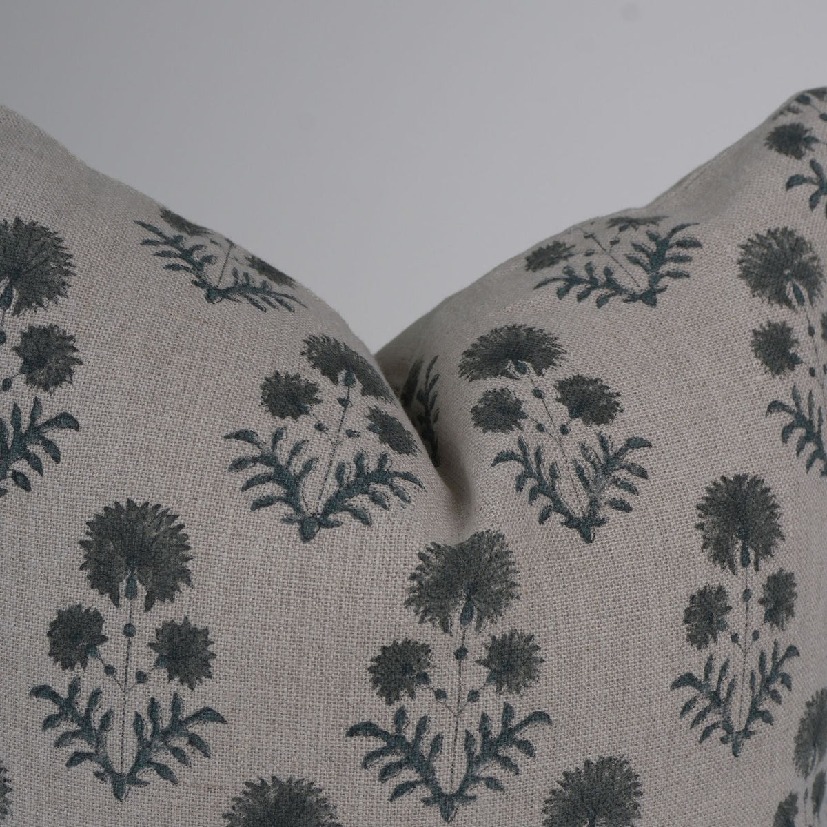 Block Print Decor Rishi Slate Grey Linen Boho Pillow Cover