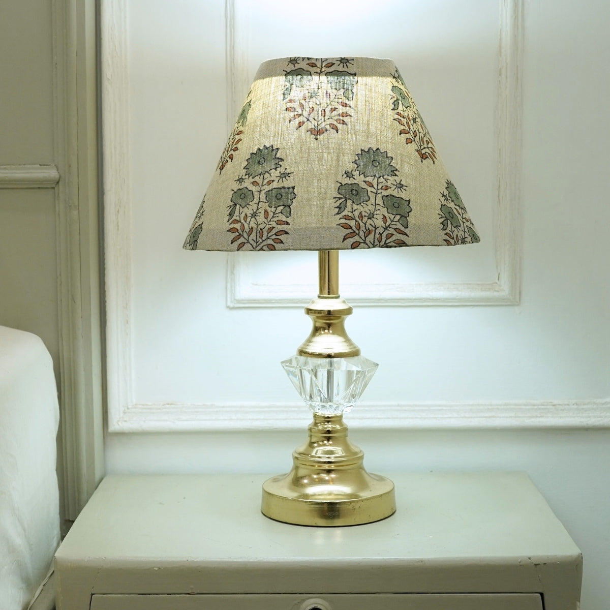 Mayra Gray & Brown Linen Lampshade | Handmade Drum & Coolie Styles