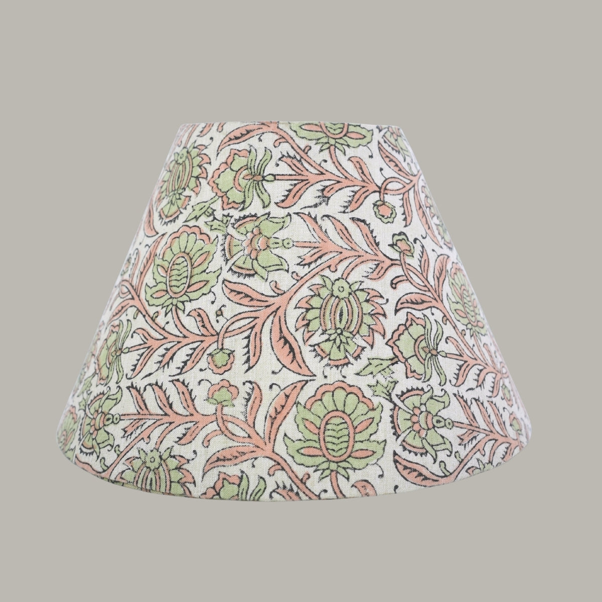 Custard Apple Green & Pink Linen Lampshade | Handmade Drum & Coolie Styles
