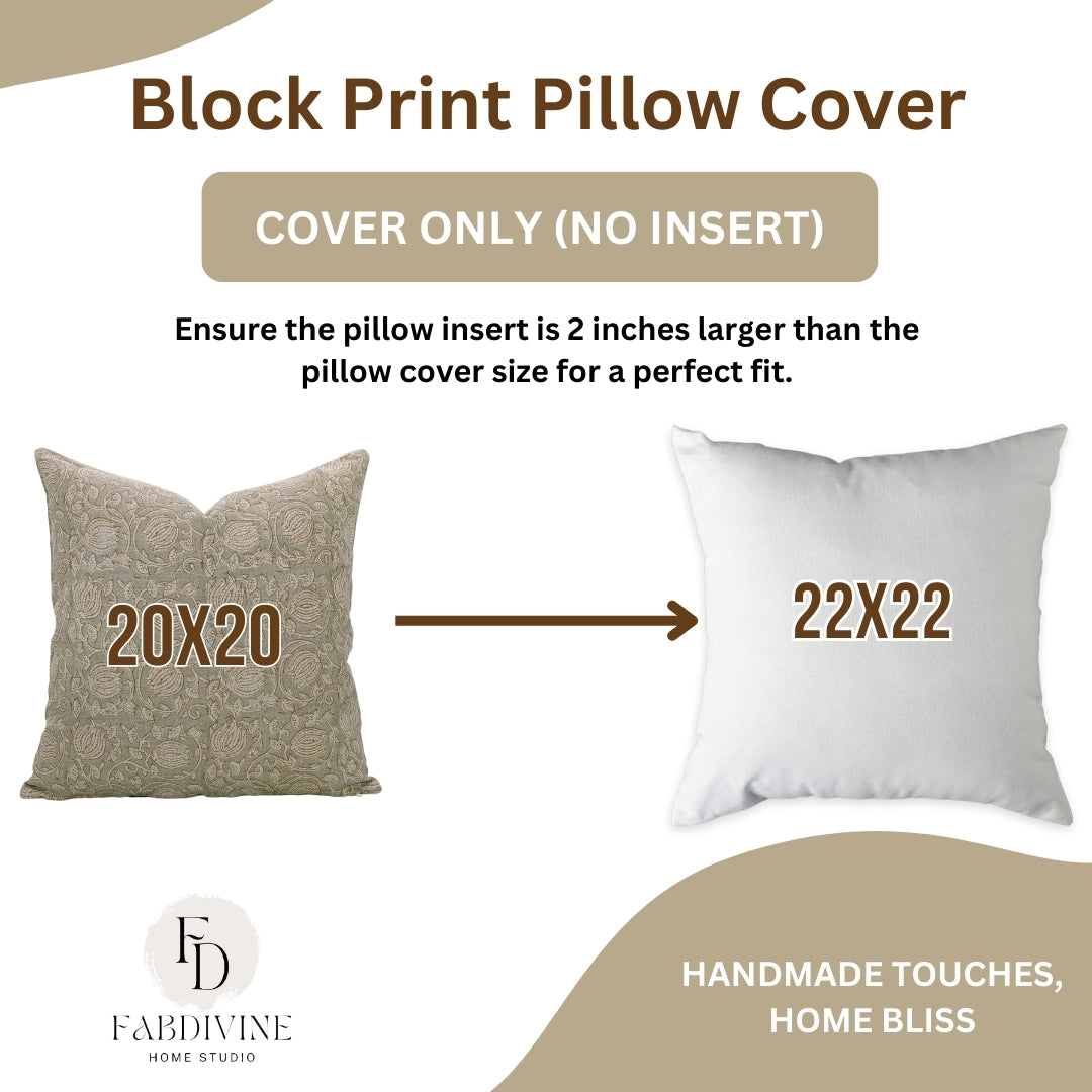 Square/Lumber Block Printed Pillow Cover - Pure Linen - 6 Kamal