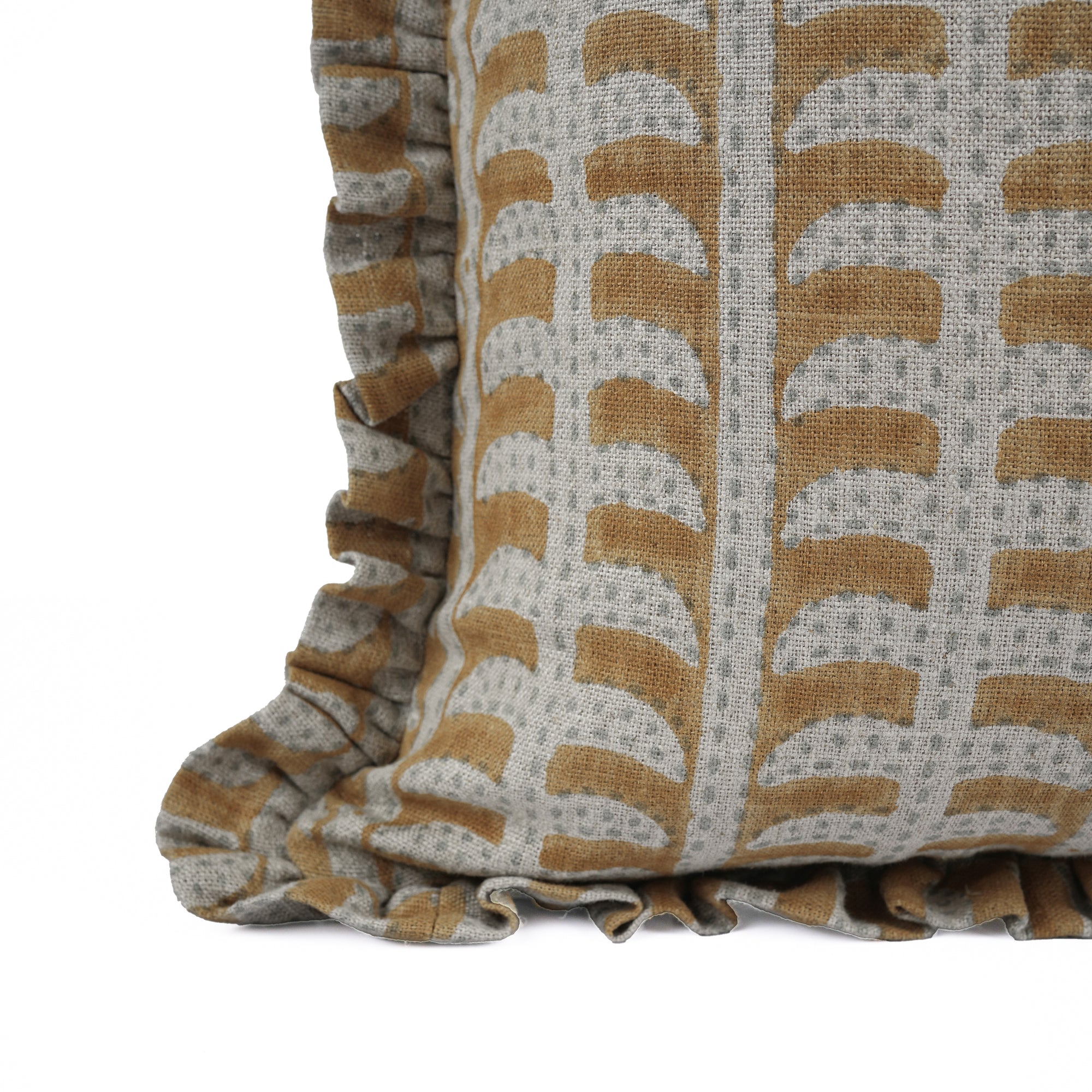 Indian Artisan Block Print Ruffled Throw Pillow – Garud Design