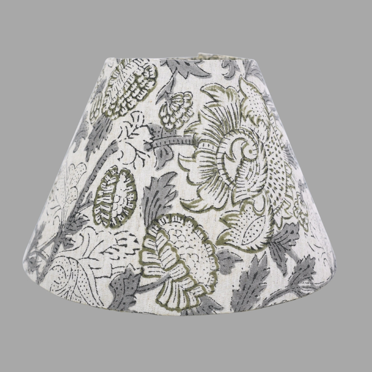 Akashgagna Gray & Green Floral Viscose Linen Lampshade for Bedroom