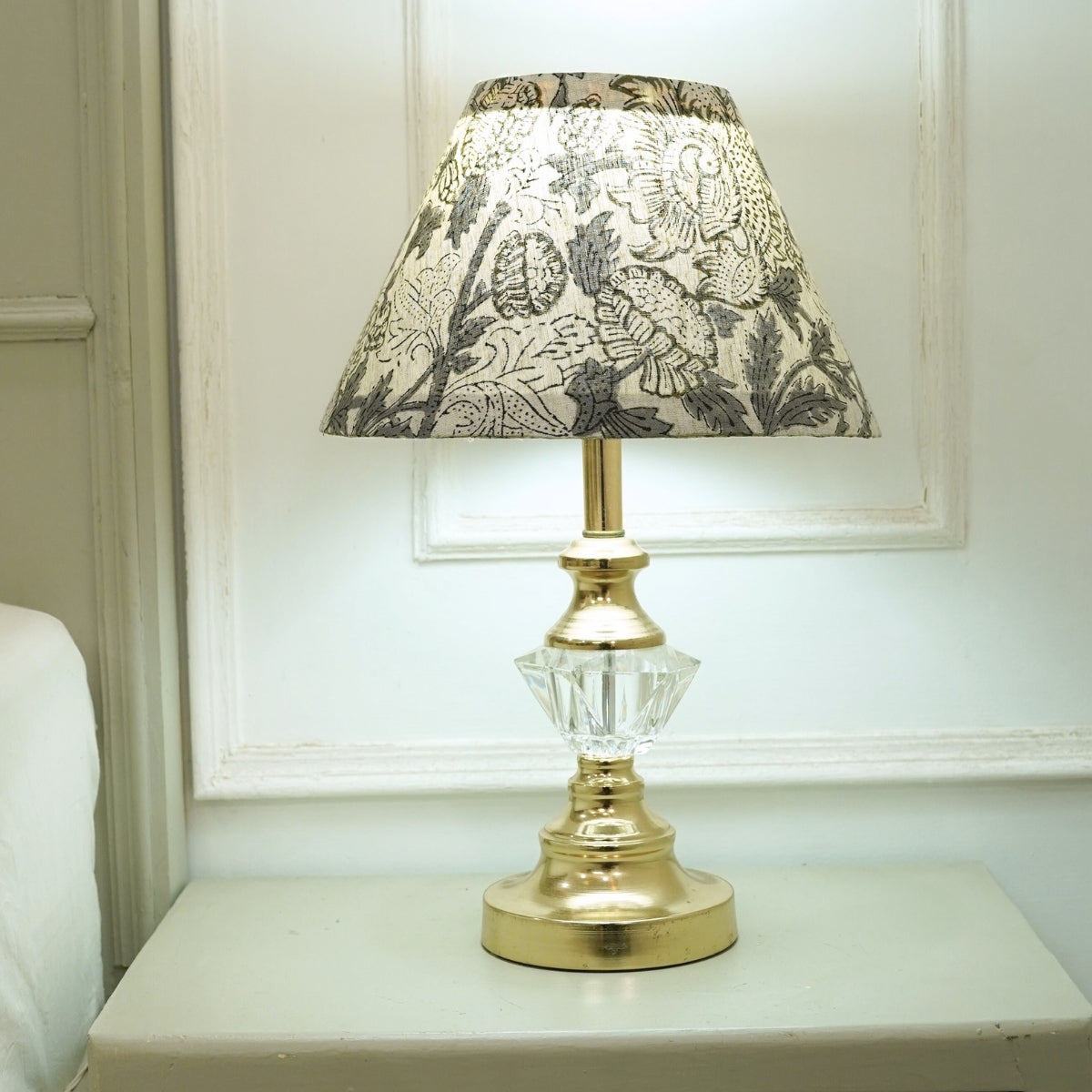 Akashgagna Gray & Green Floral Viscose Linen Lampshade for Bedroom