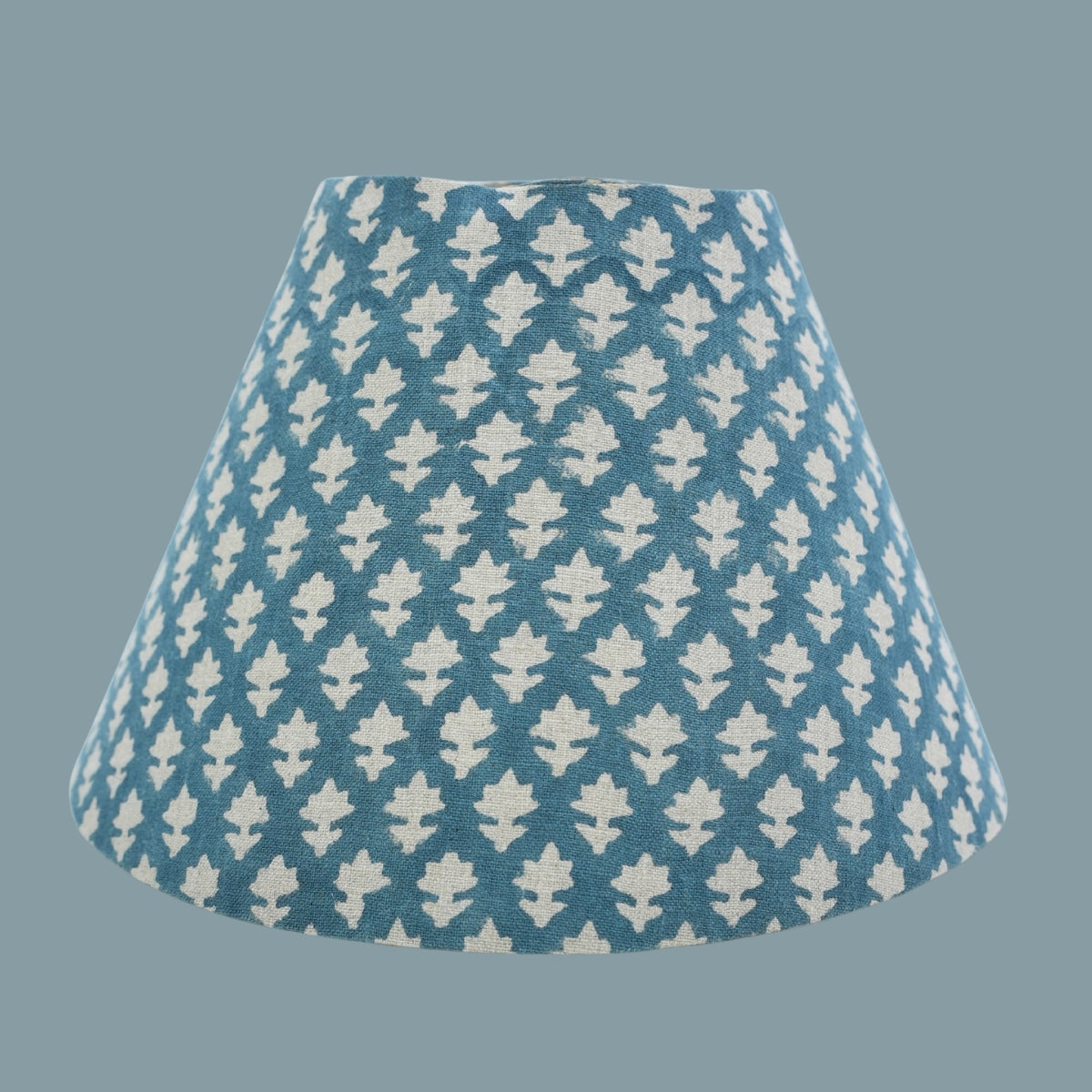 Pinkcity Blue Floral Block Printed Pure Linen Detachable Lampshades