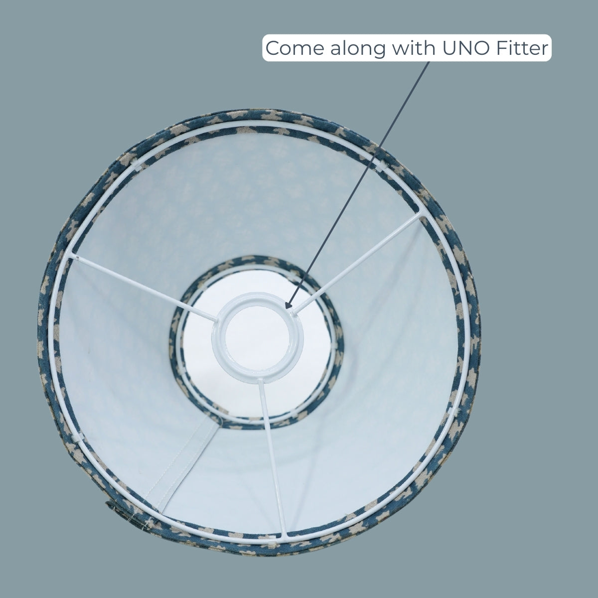 Pinkcity Blue Floral Block Printed Pure Linen Detachable Lampshades