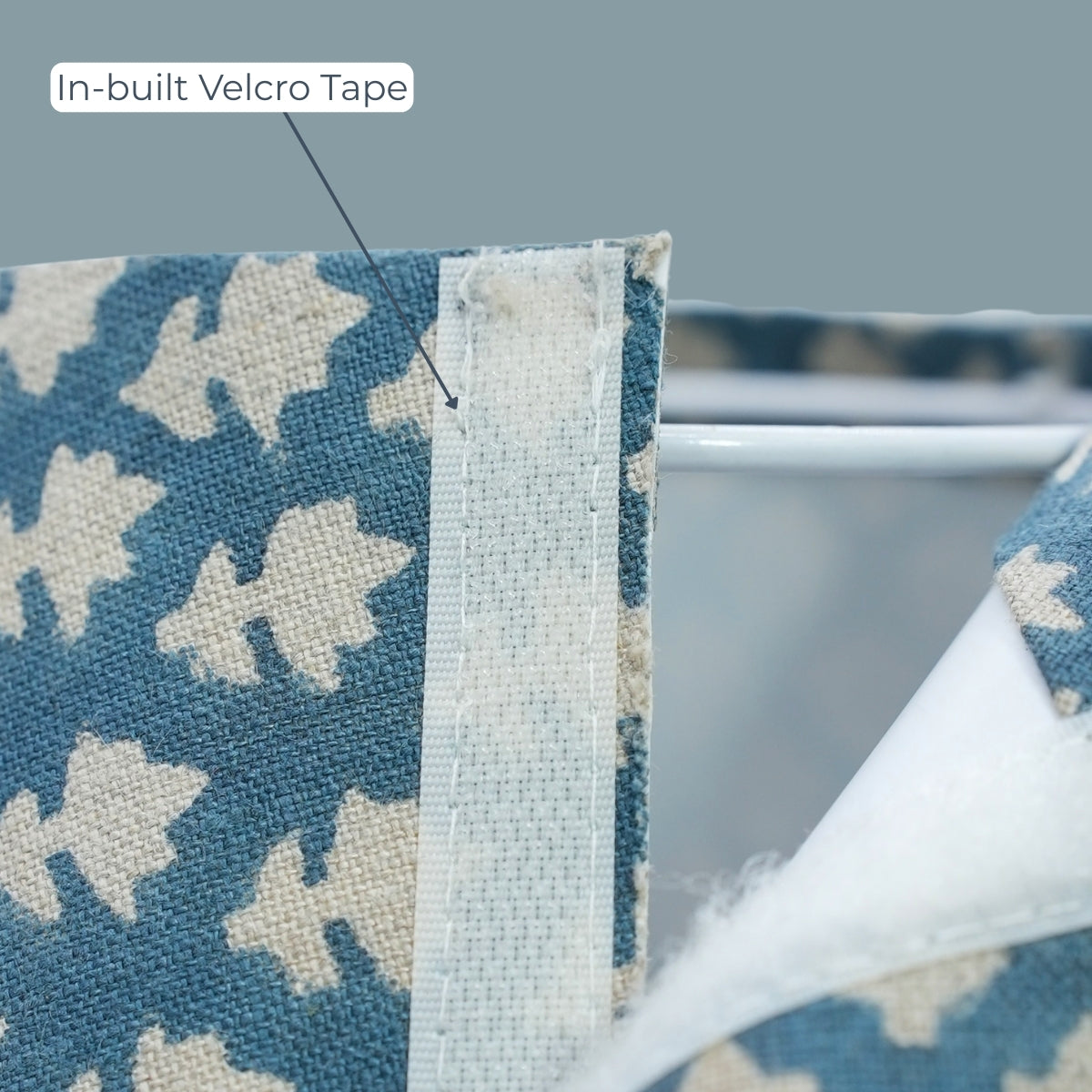 Pinkcity Blue Floral Block Printed Pure Linen Detachable Lampshades