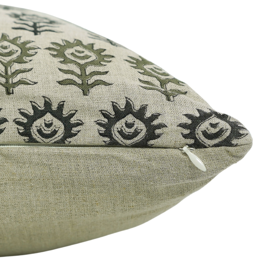 Square/Lumber Block Printed Pillow Cover - Pure Linen - Surajmukhi