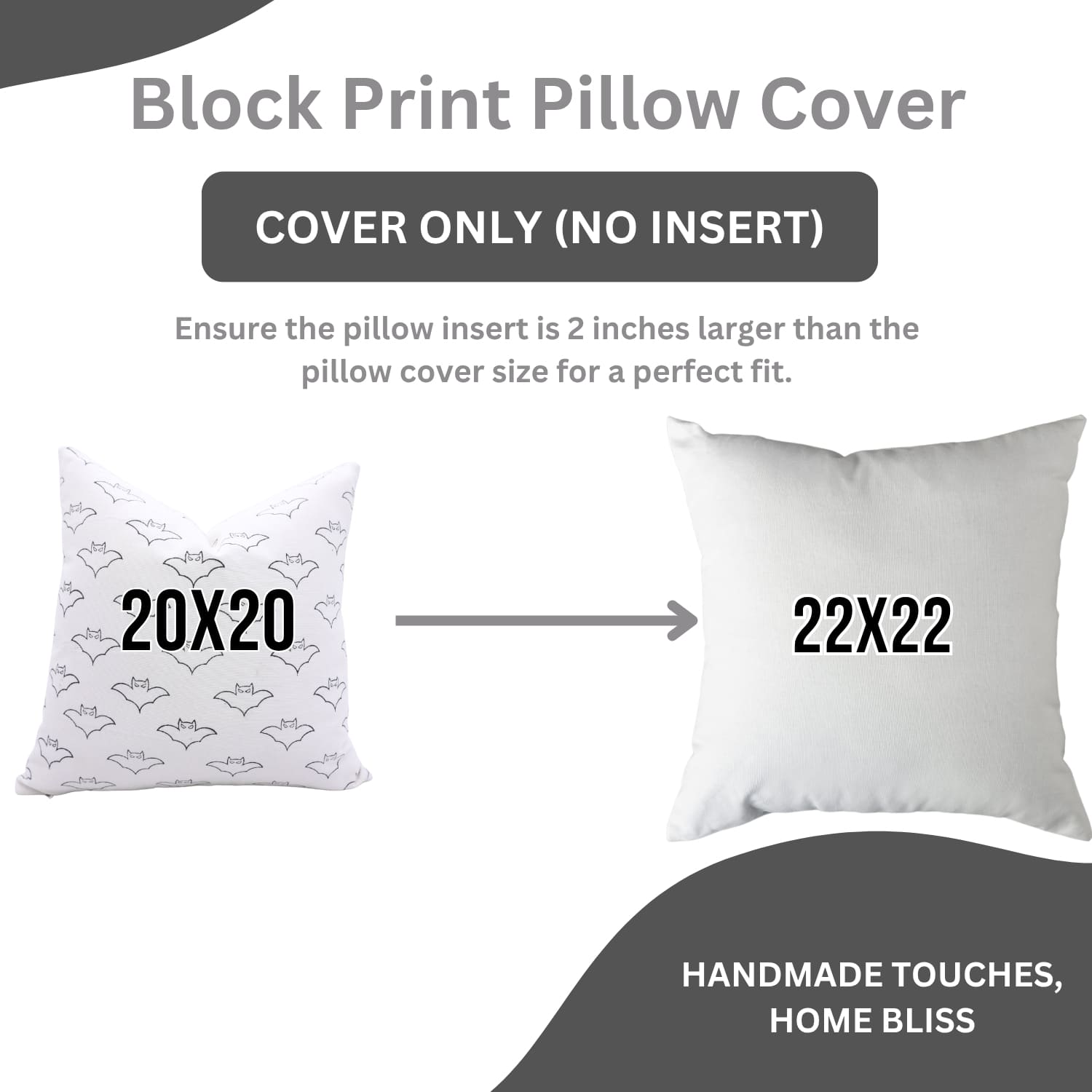 Indian Printed Black Bat Cushion Cover