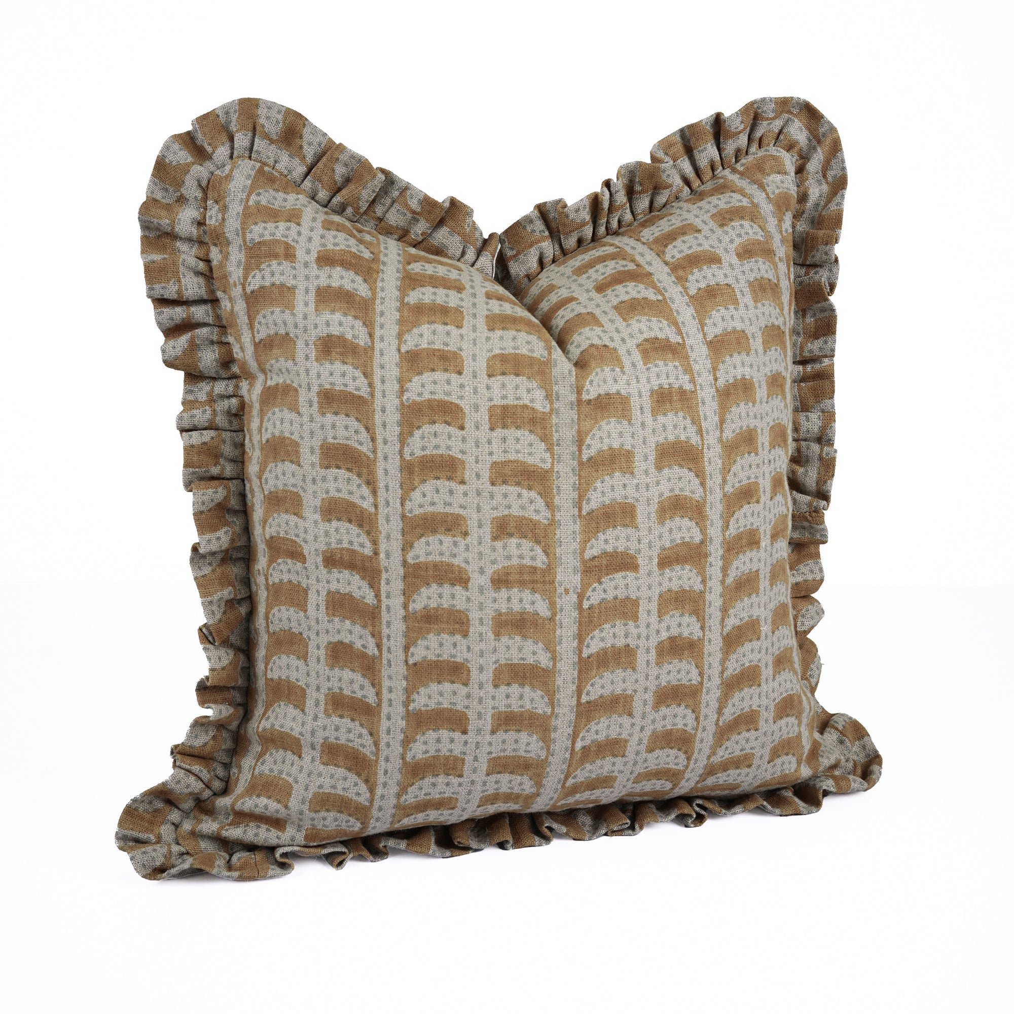 Indian Artisan Block Print Ruffled Throw Pillow – Garud Design