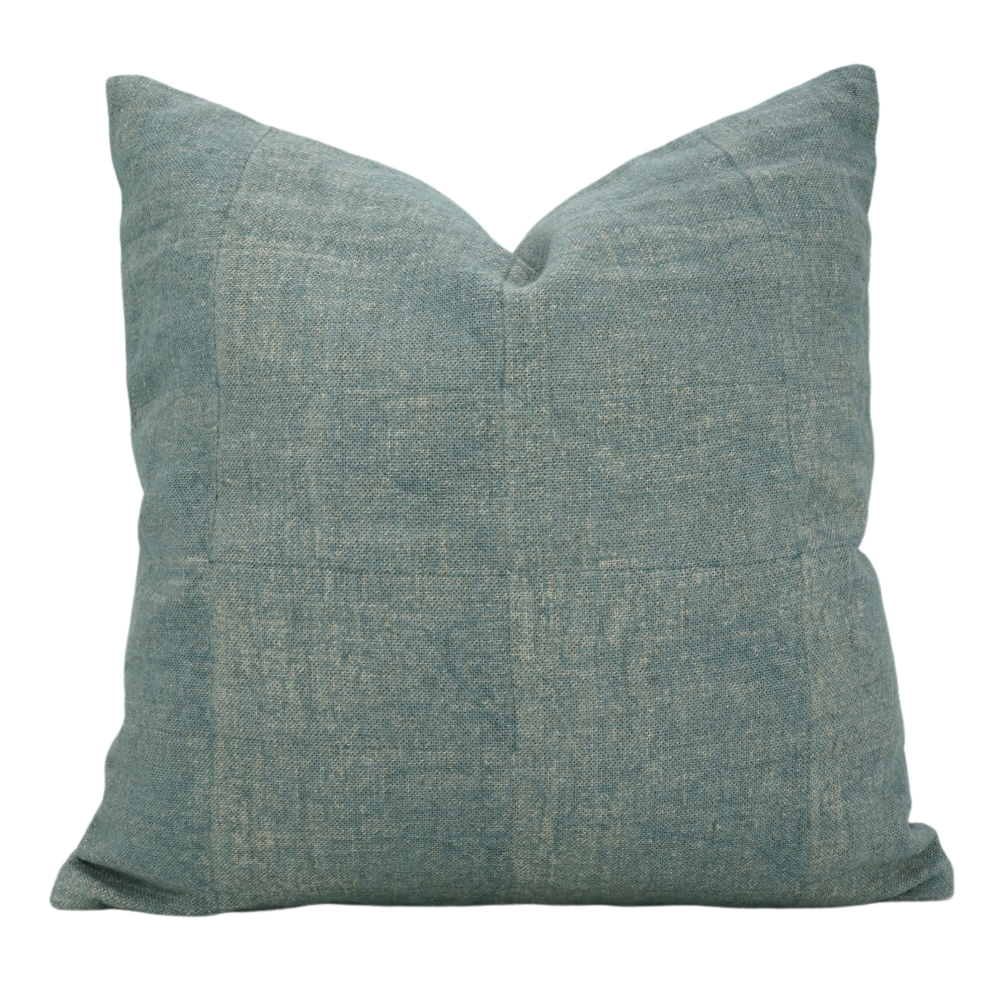 Block Printed Thick Linen Pillow Cover - Blue Bori 