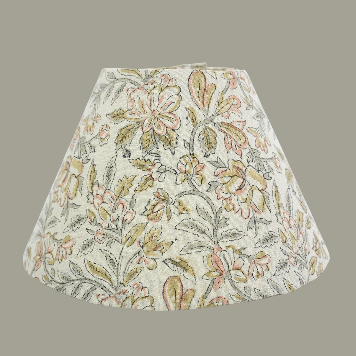 Handmade Kudrat Green Pure Linen Block Printed Boho Detachable Lampshade