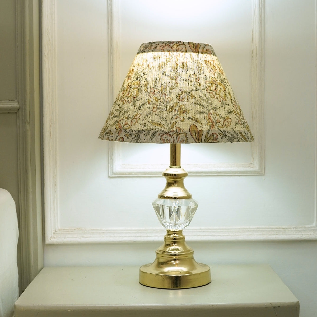 Handmade Kudrat Green Pure Linen Block Printed Boho Detachable Lampshade