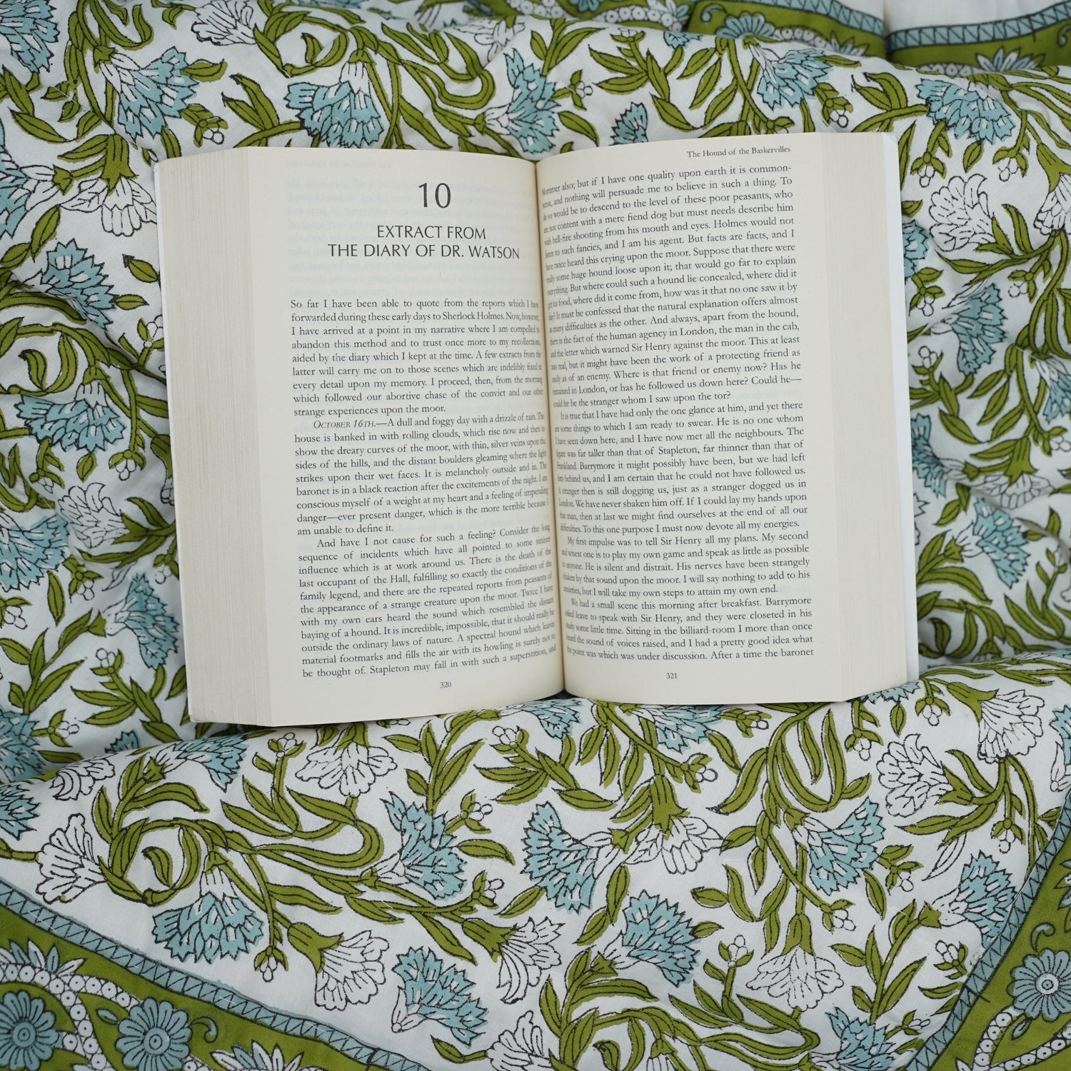 Thorny Stems Hand Block Print Reversible Cotton Quilt
