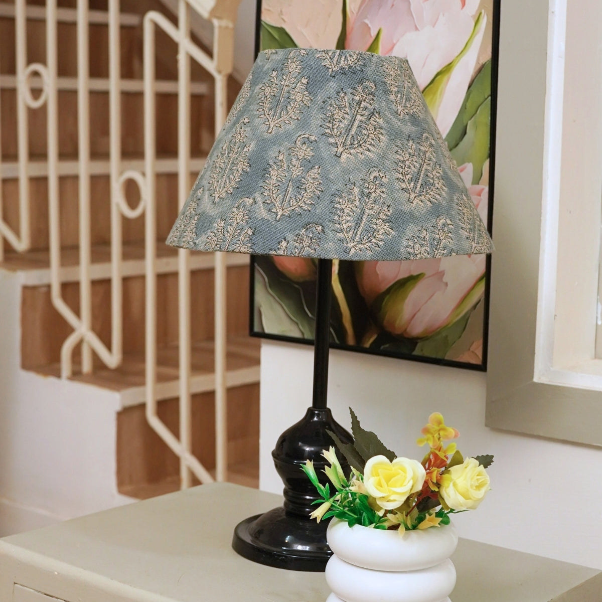 Neelgagan Blue Linen Lampshade | Handmade Drum & Coolie Styles