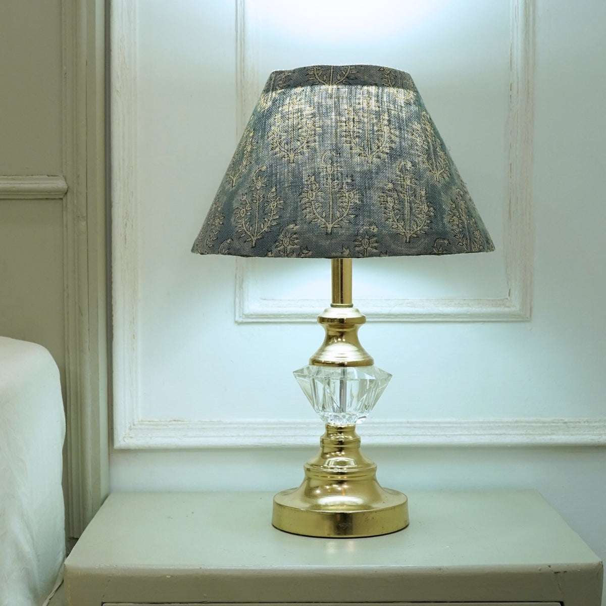 Neelgagan Blue Linen Lampshade | Handmade Drum & Coolie Styles