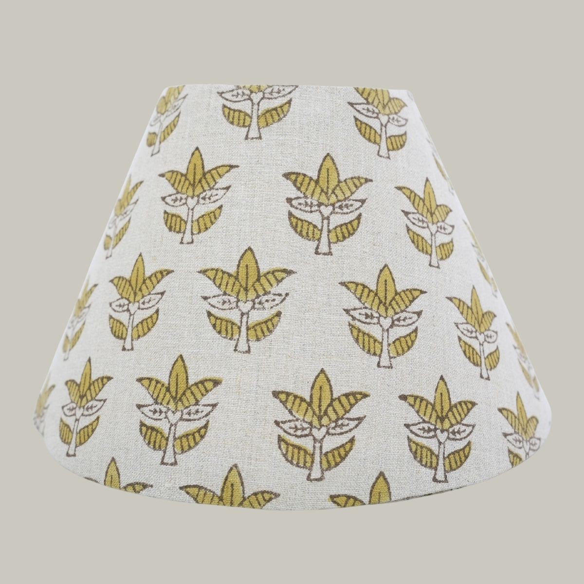 Handmade Mustard Floral Linen Lampshade | Drum & Coolie Styles