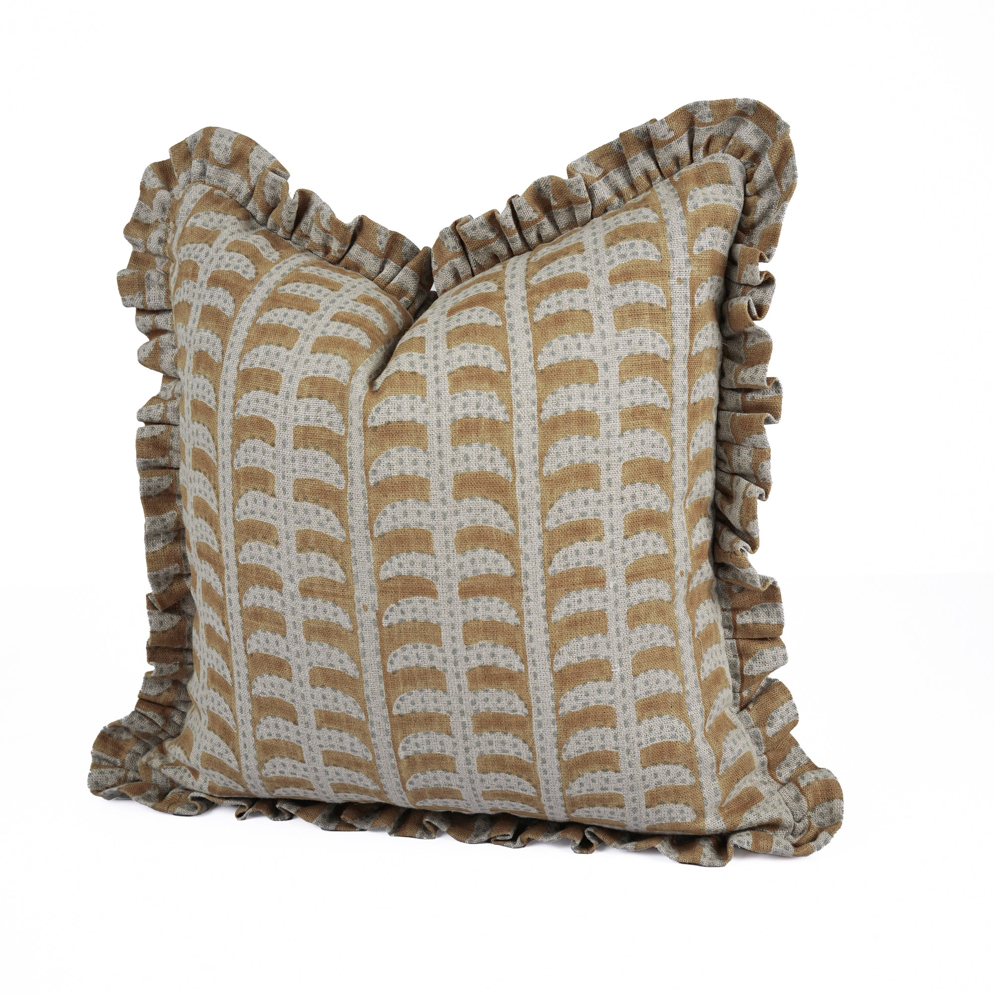 Indian Artisan Block Print Ruffled Throw Pillow – Garud Design