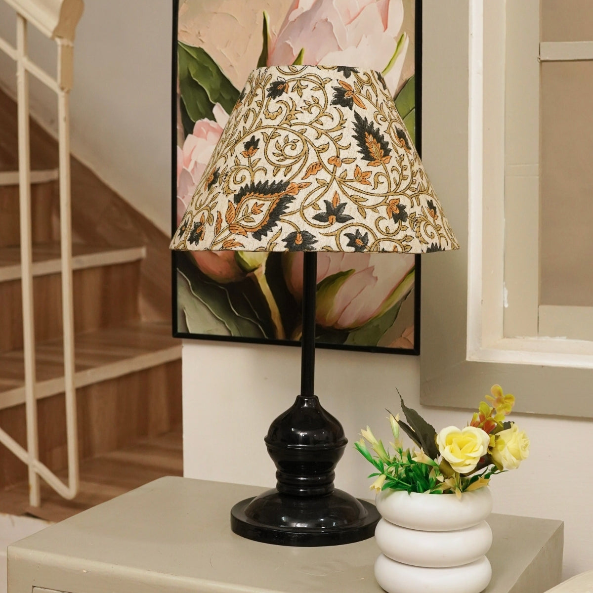 Hawamahl Blue & Green Floral Viscose Linen Detachable Lampshade