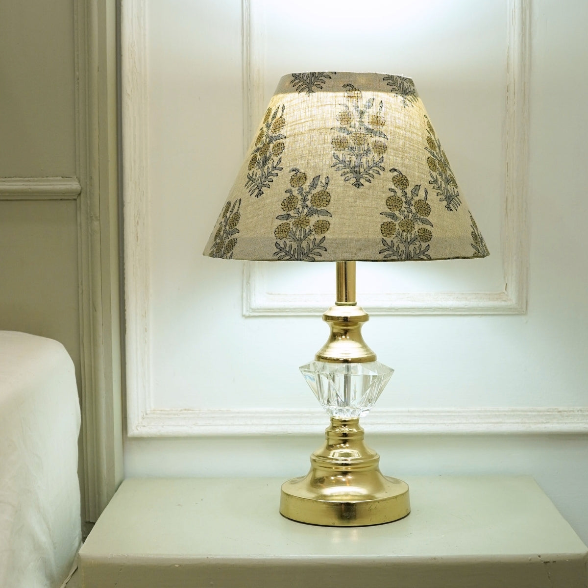 Gray & Green Hajara Floral Linen Blend Detachable Lampshade