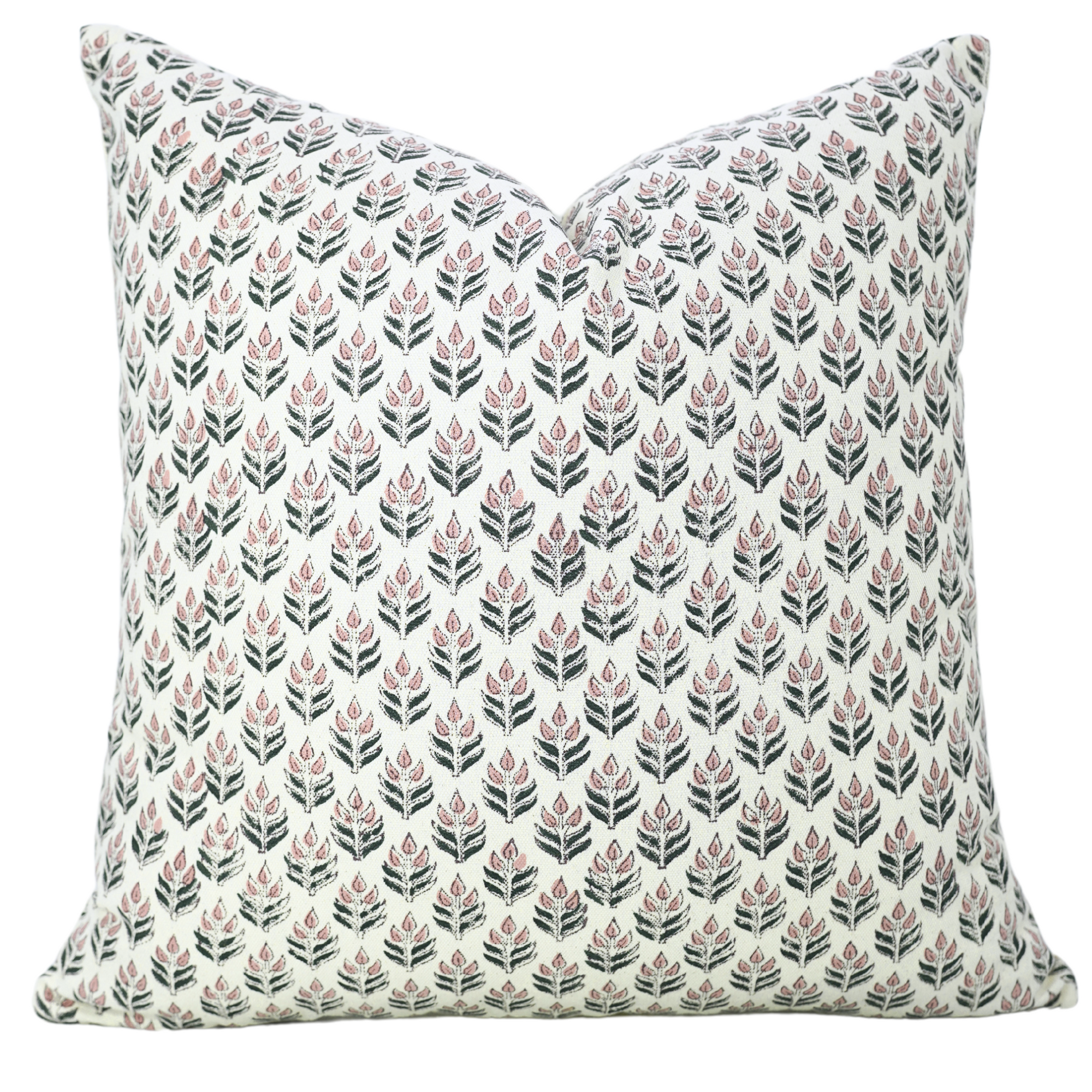 Block Printed Duck Canvas Pillow Cover - Alia 