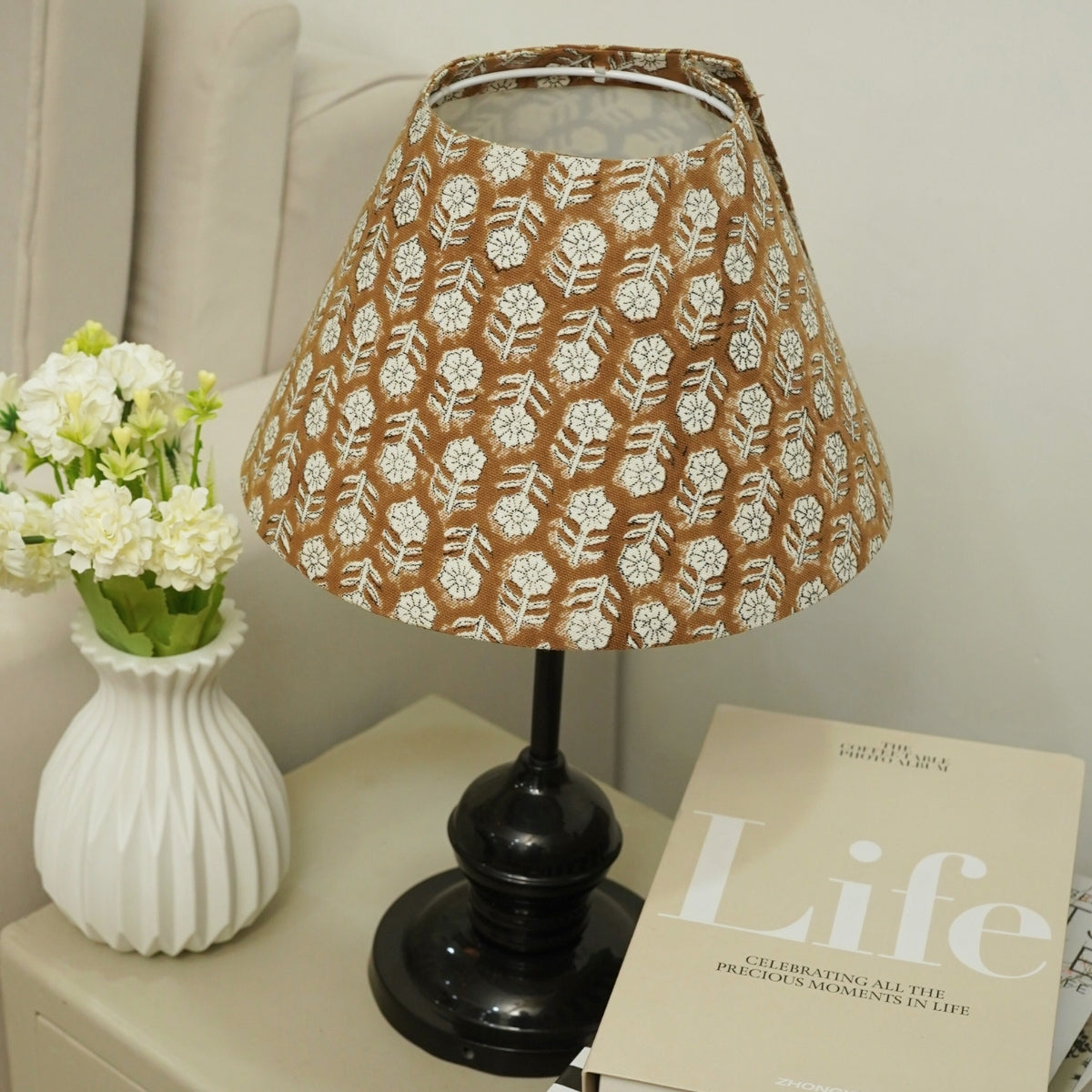Tulsi Buti Brown & Gray Thick Cotton Detachable Lampshade