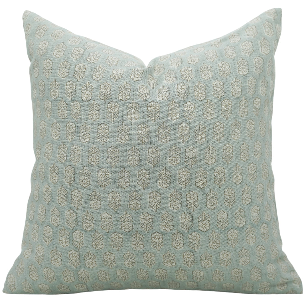 Square/Lumber block print pillow cover- Thick Linen- TULSI BUTI - Fabdivine