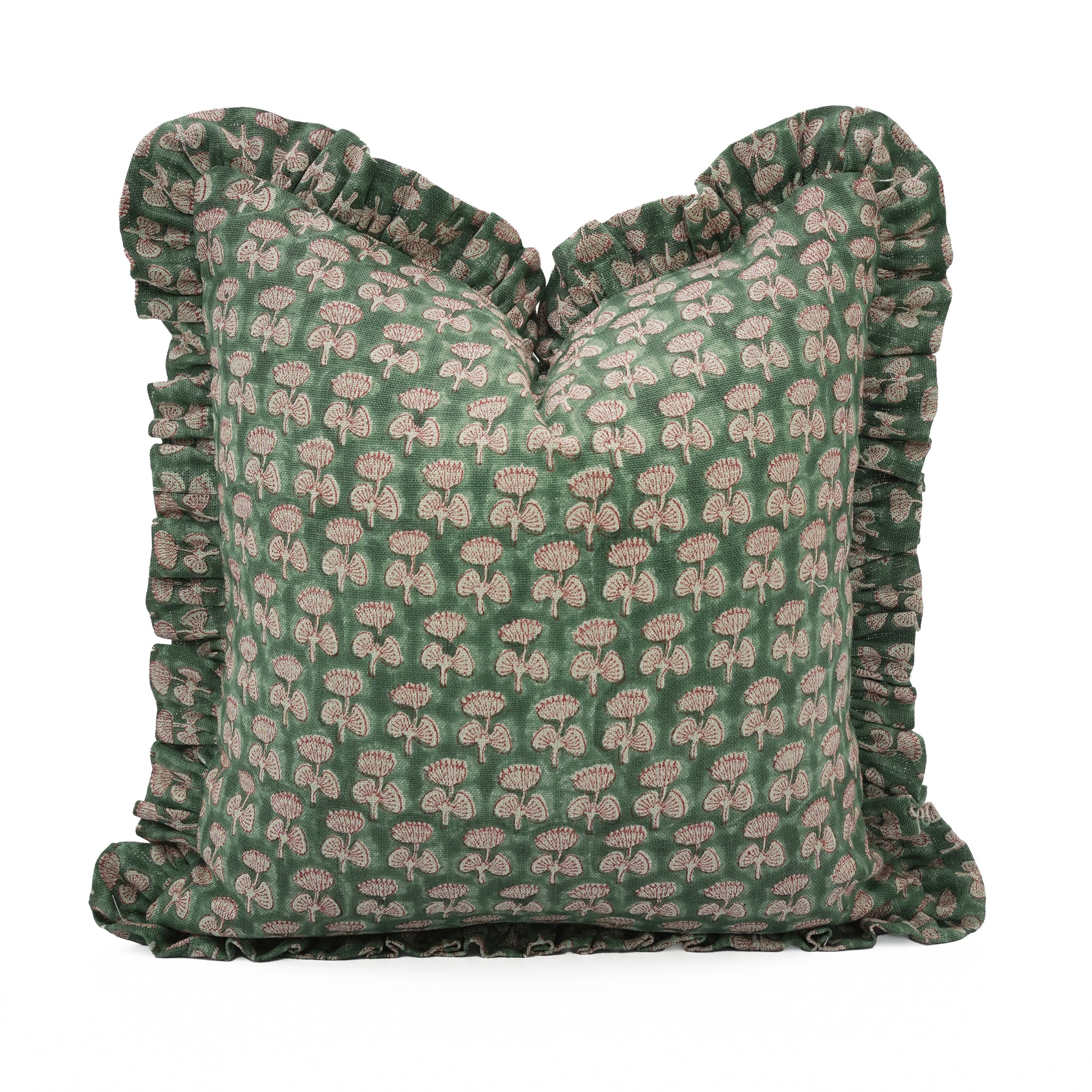 Handmade Thick Linen Indoor Frill Cushion Cover - Damru