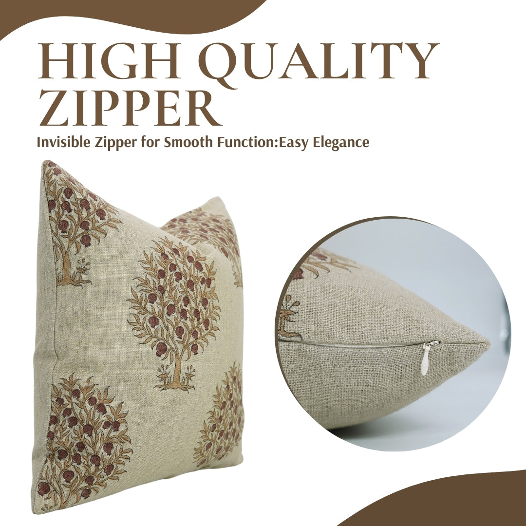 Block Print Pillow Cover For Sofa Couch Or Bed - Thick Linen - Anar