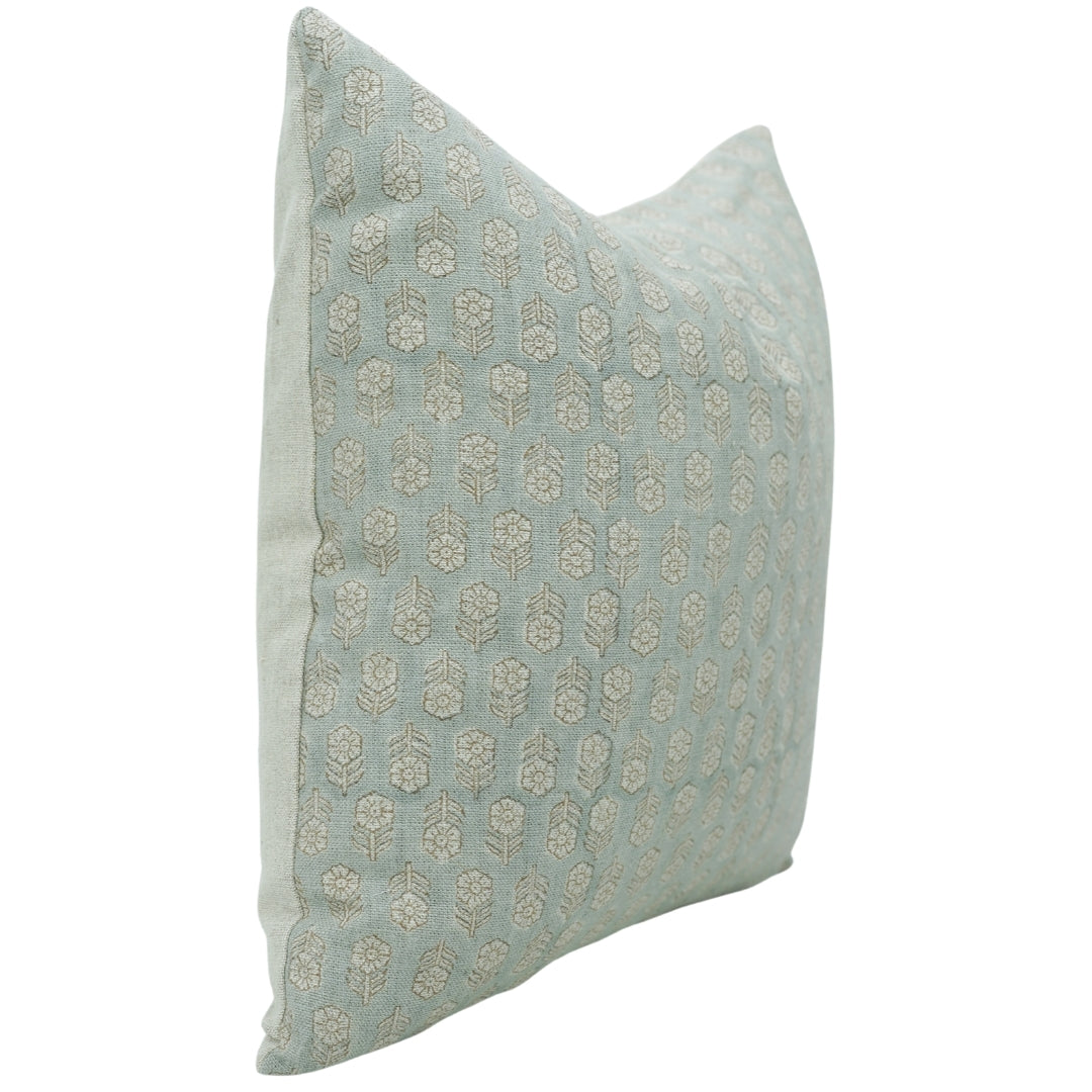 Square/Lumber block print pillow cover- Thick Linen- TULSI BUTI - Fabdivine