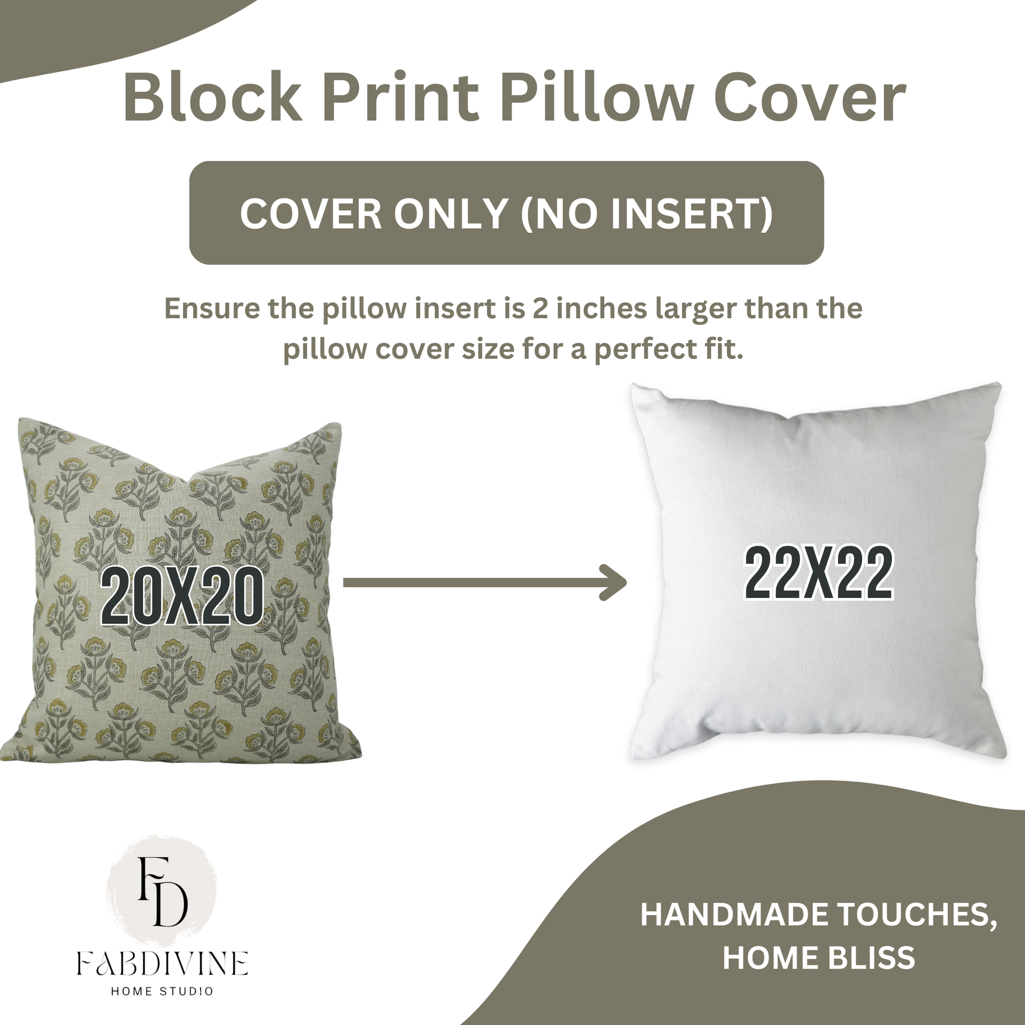 Block Printed Floral Handmade Pure Linen Pillow Cover - Belpatra