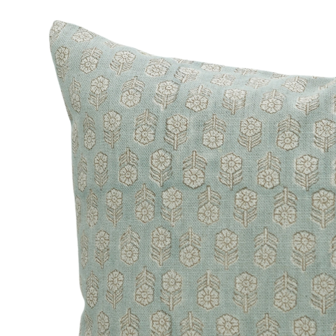 Square/Lumber block print pillow cover- Thick Linen- TULSI BUTI - Fabdivine