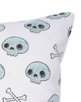 Block Printed Green & Black Floral Thick Cotton White Pillow Cover for Farmhouse Decor – SKELETON