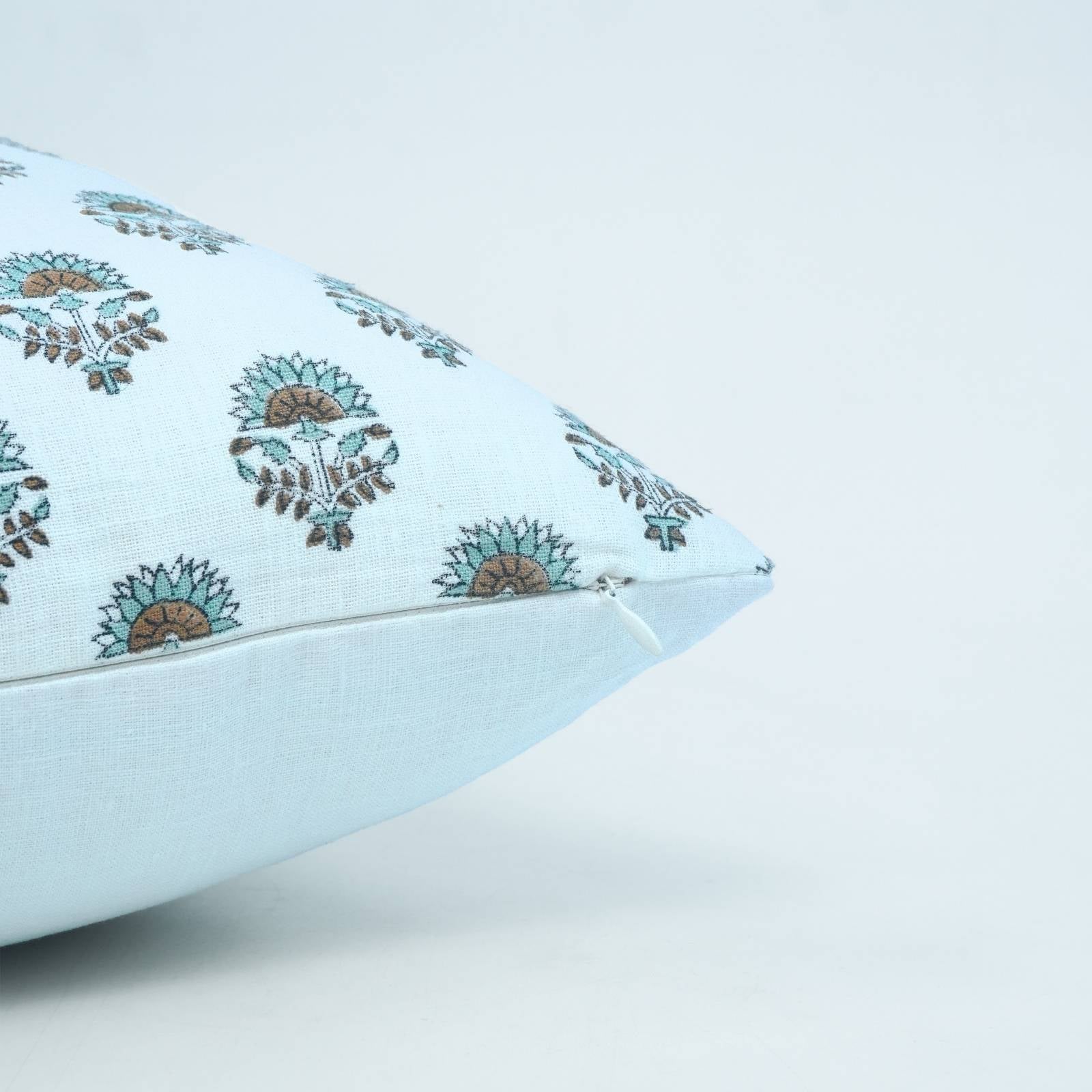 Hand Block Print Boho Cushion Cover | Inderjeet Linen Gray