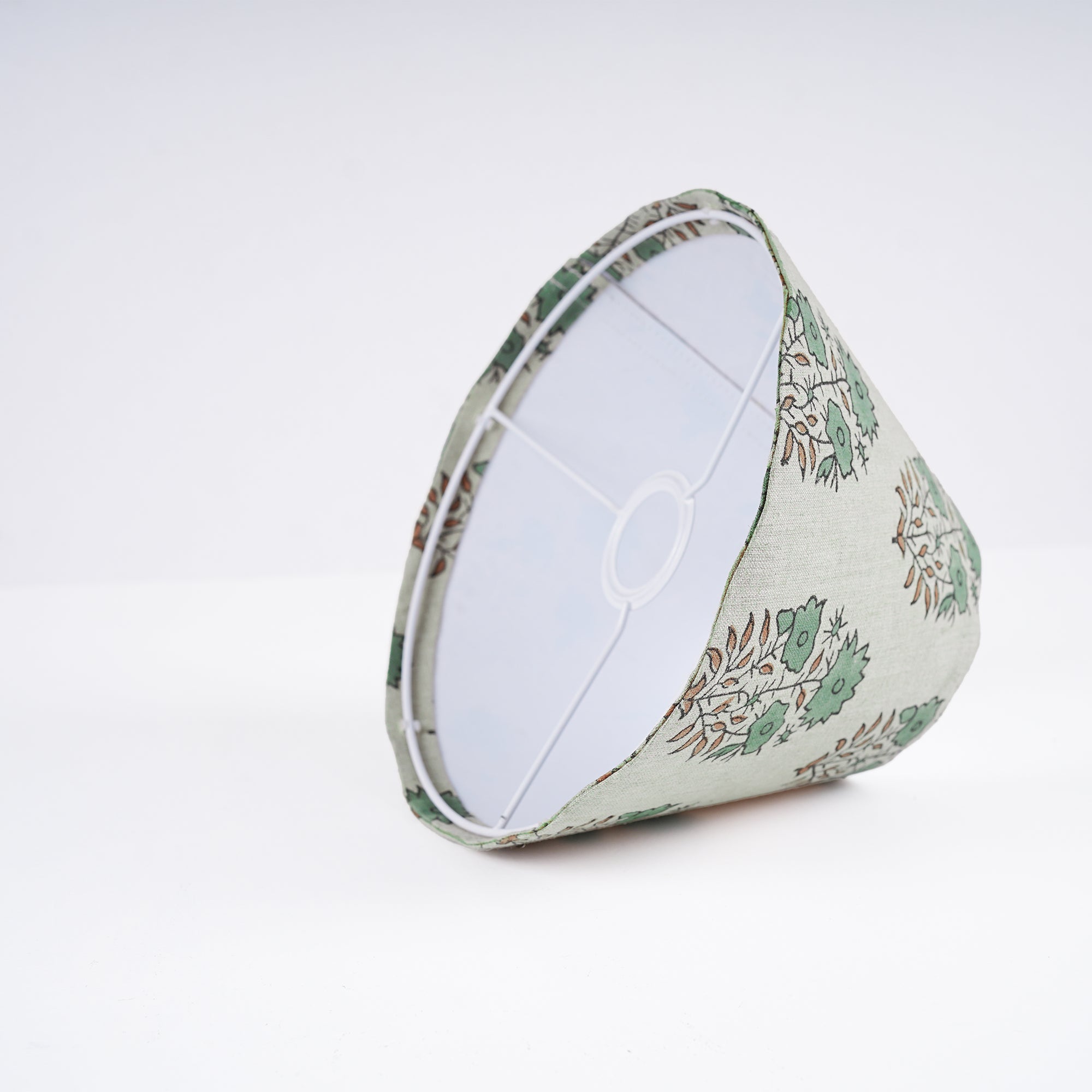 Indian Mayra Brown Block Print Pure Linen Table Lampshade