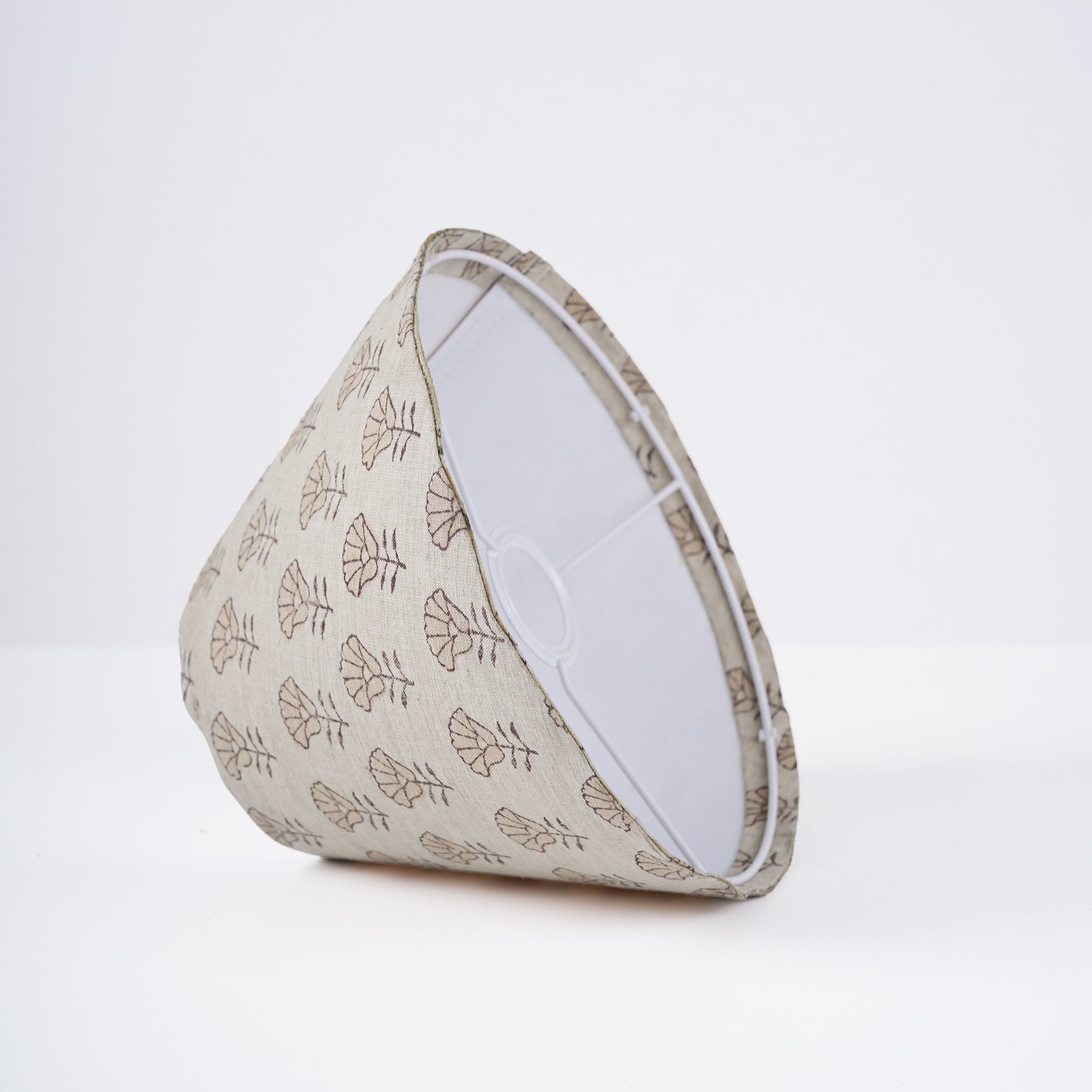 Indian Beige Floral Linen Blend Floor Lampshade - Kohinoor