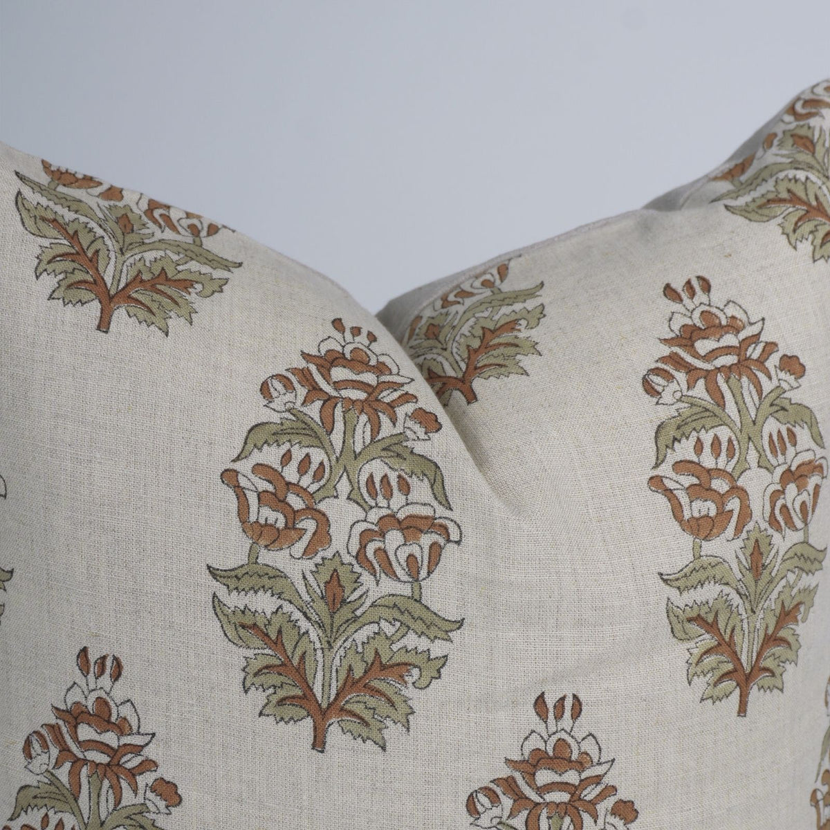 Indian Print Hibiscus Pure Linen Throw Cover