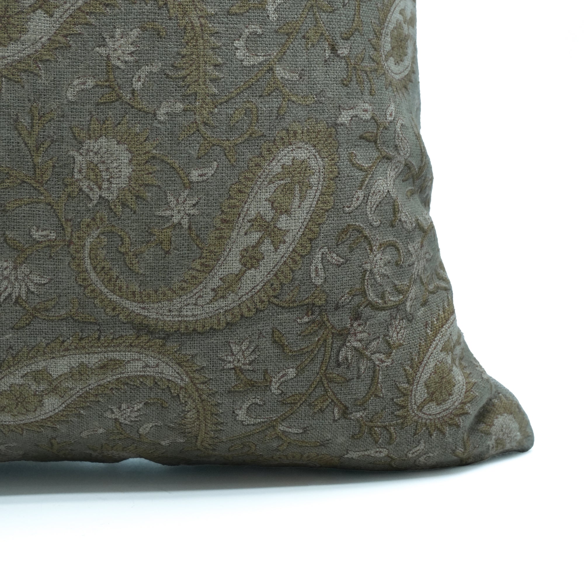 Gray Floral Kiara Indian Printed Thick Linen Cushion Case