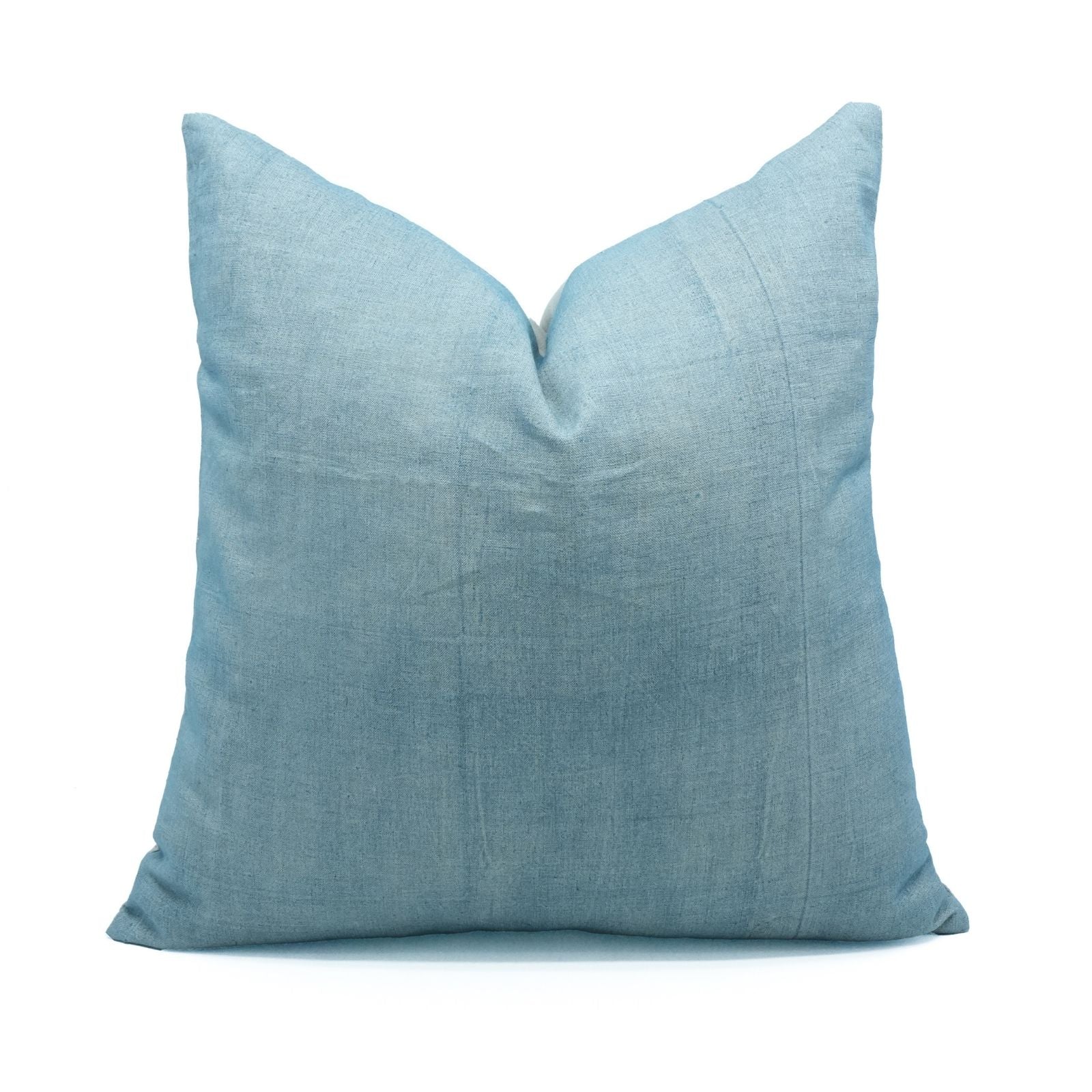 Solid Blue Thick Linen Throw Pillow Cover | Home Decor Accent