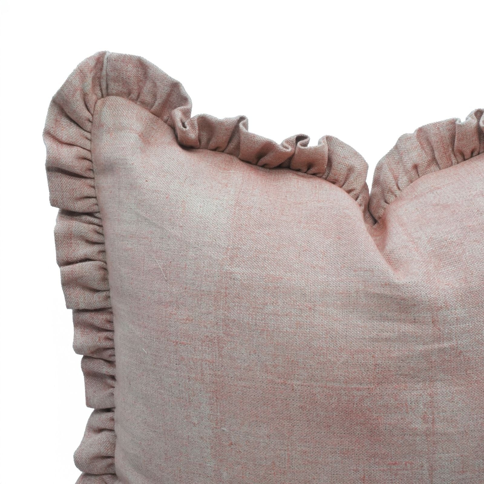 Solid Brown Frill Indoor Cushion Cover | Thick Linen
