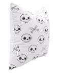 Handcrafted Block Printed Black Skeleton Pillow Cover on Thick White Cotton for Living Room Decor
