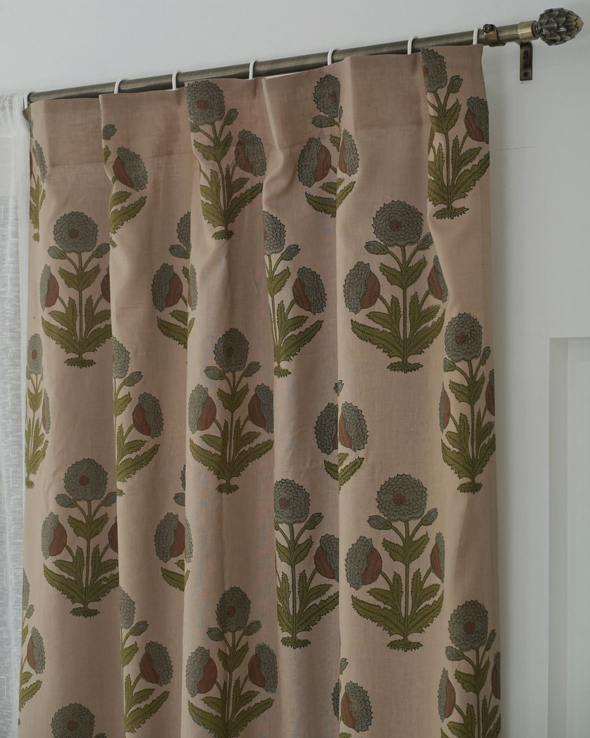 Block Print Viscose Colored Linen Ring Panel Drapery- Badshah