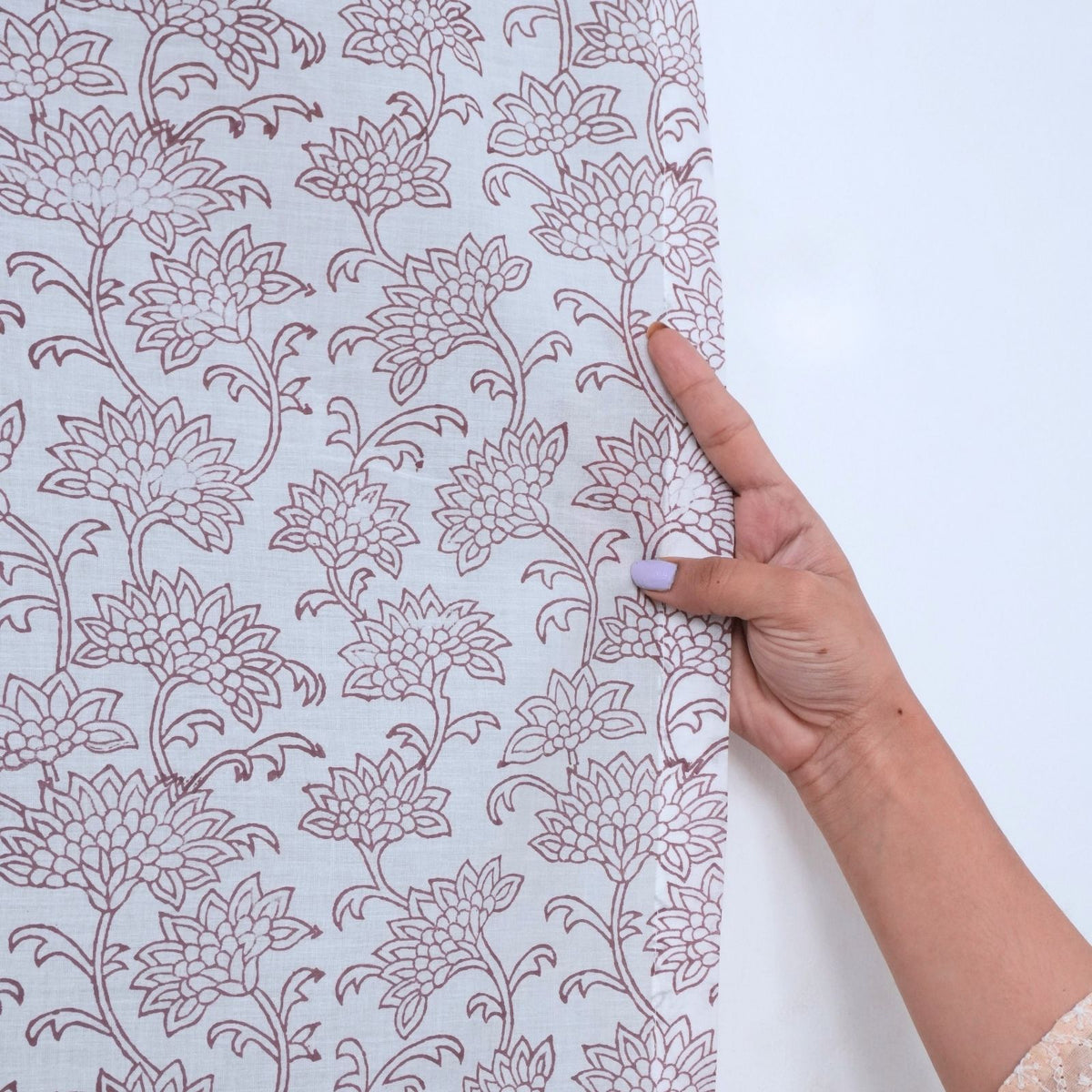 Wooden Block Print 100% Cotton Red Floral Curtain - Rajnigandha