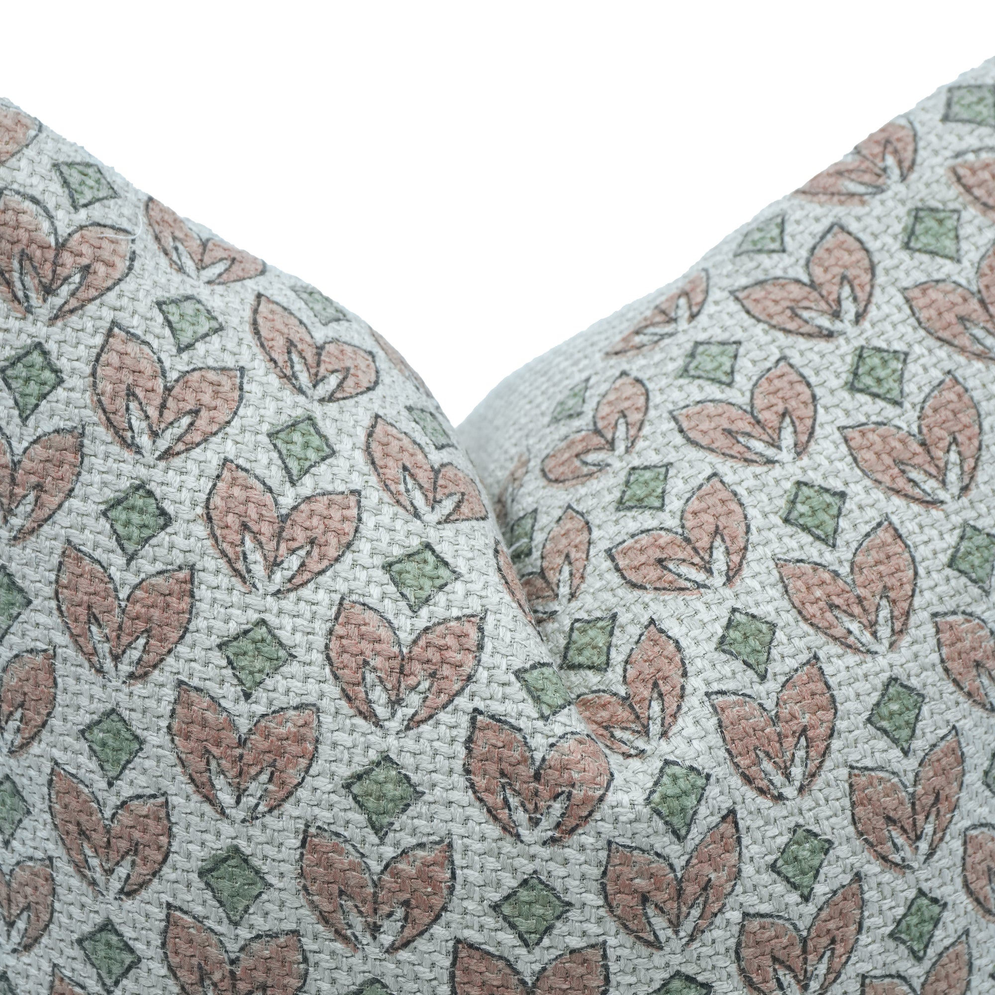 Titlee Indian Printed Jute Linen Boho Pillow Cover Peach Floral