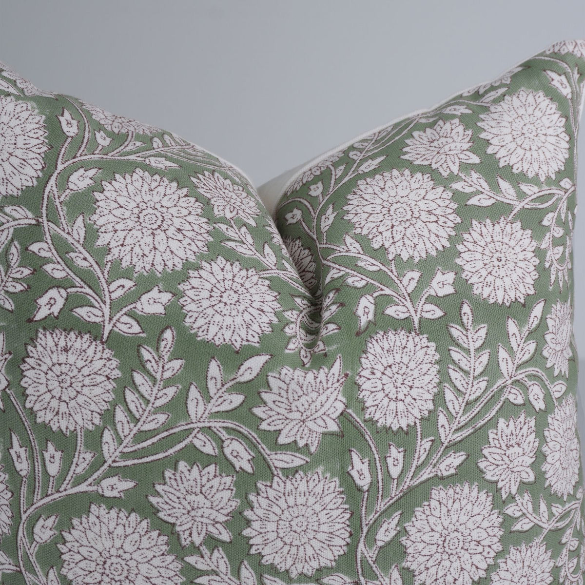 Indian Sage Floral Thick Cotton White Cushion Cover - Rajat