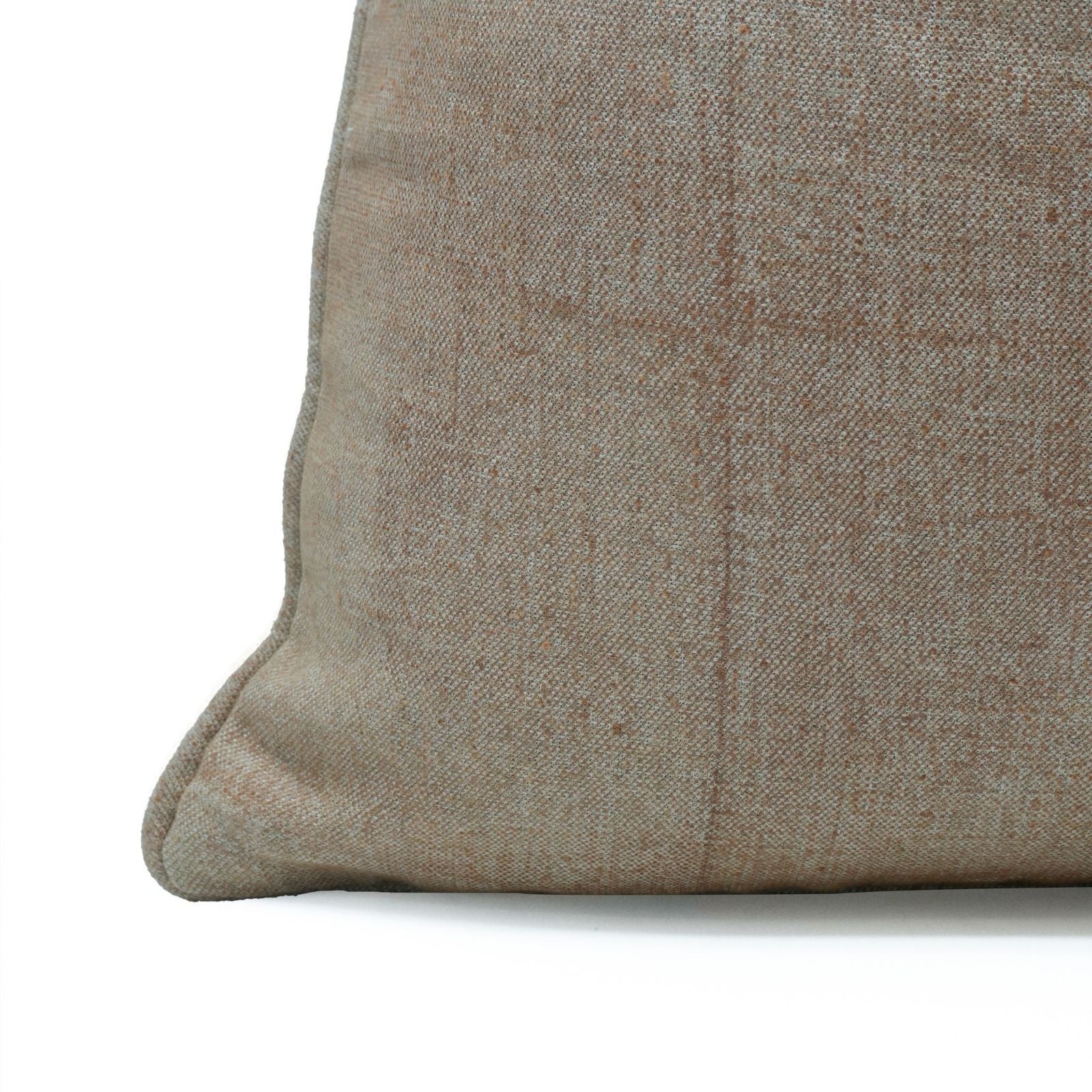 Solid Natural Beige Piping Thick Linen Pillow Cover