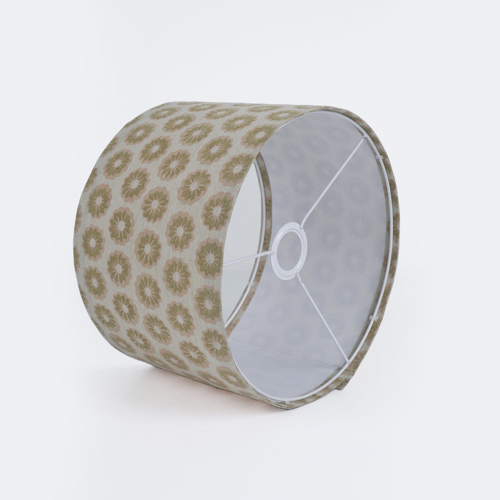 Block Print Linen Blend Dusty Pink Floral Lampshade - Bulbul