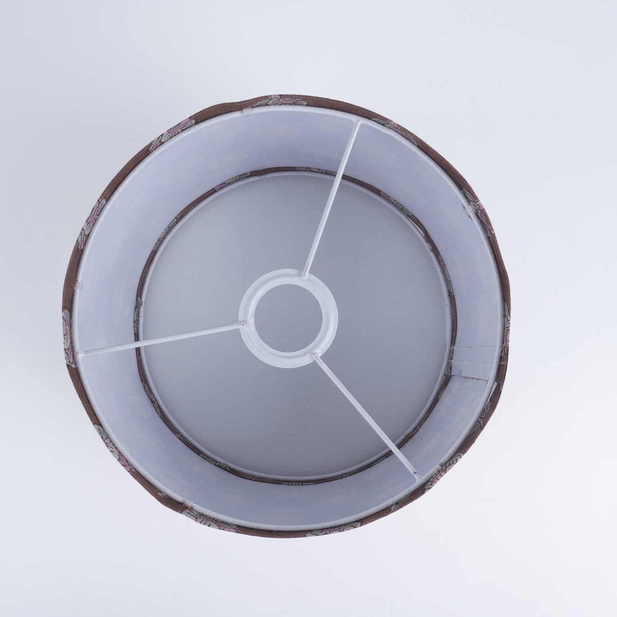 Brown Floral Wooden Block Print Linen Lampshade - Rohini