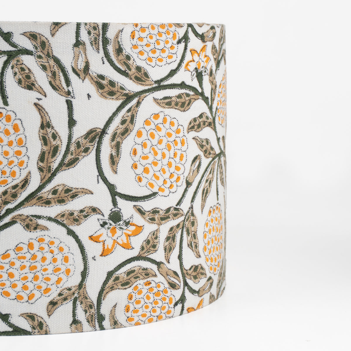 Meraki Block Print Drum Lampshade on Thick Cotton White